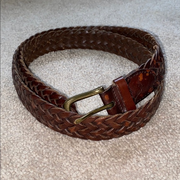 polo braided leather belt